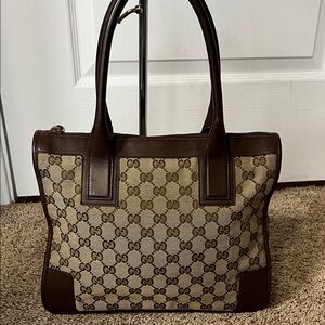 3310 Gucci Brown Monogram Tote Bag